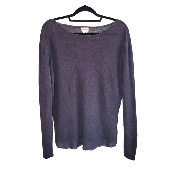 Club Monaco Lightweight 100% Linen Boat Neck Pullover Sweater Size M Purple Gray - Picture 1 of 10